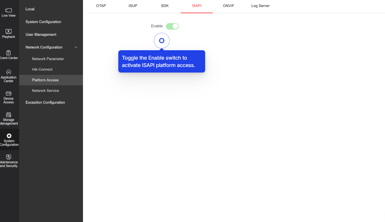 Hikvision ISAPI Settings